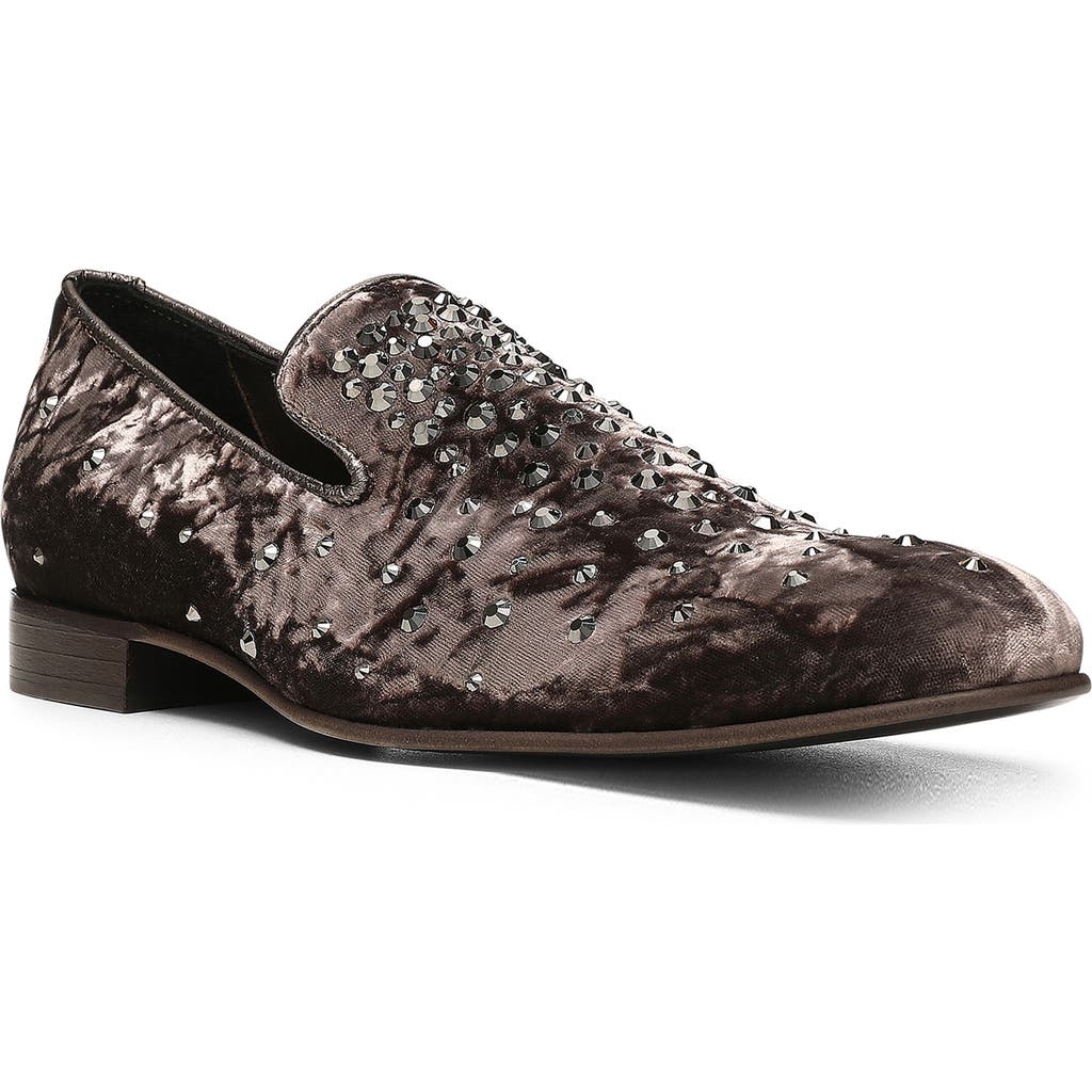 Donald Pliner Velvet Rhinestone Venetian Slipper In Brown