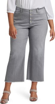 NYDJ Teresa Frayed High Waist Ankle Wide Leg Jeans