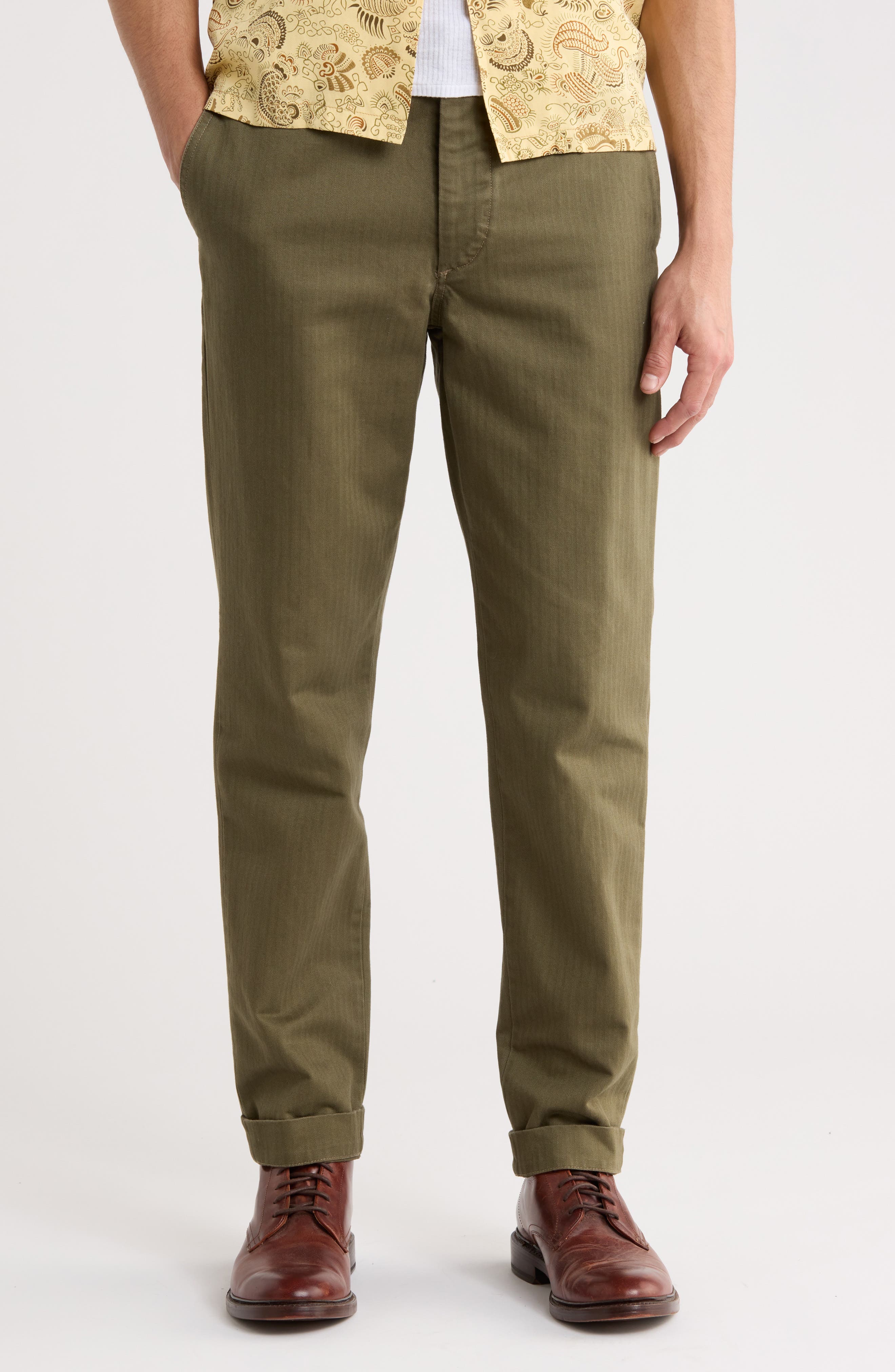 BUCK MASON Maverick Slim Fit Herringbone Twill Pants
