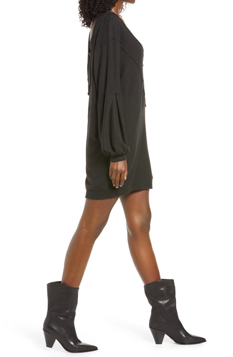 Open Edit Cozy Double V Long Sleeve Throw On Dress, Alternate, color,