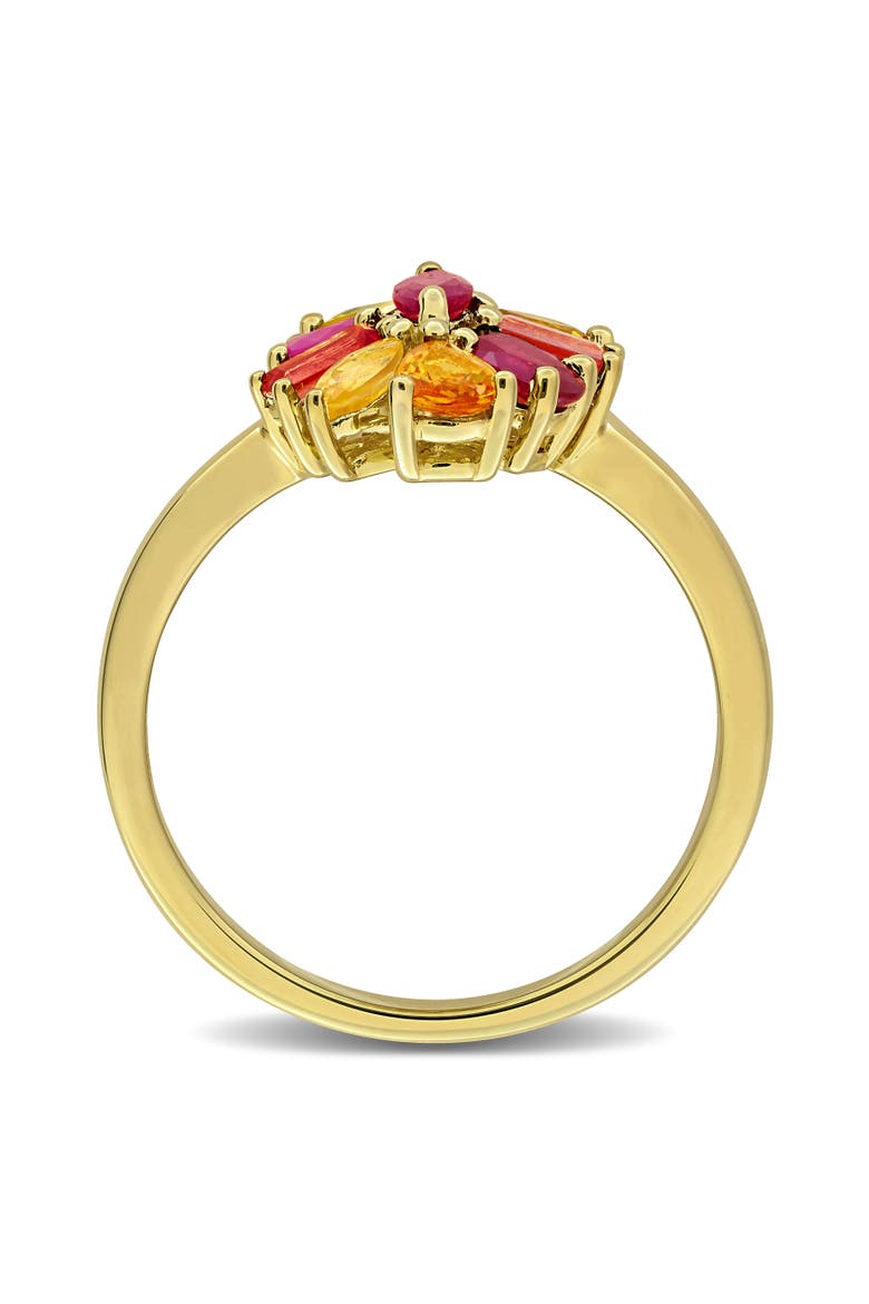 Ruby & Sapphire Floral Ring Plated Silver, Alternate, color, Ruby