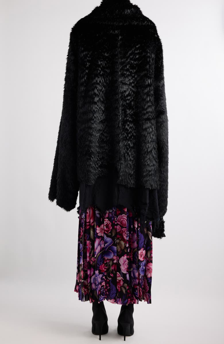 Balenciaga Deconstructed Asymmetric Faux Fur Jacket, Alternate, color,