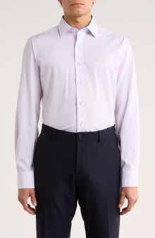 Lorenzo Uomo Trim Fit Small Check Cotton Dress Shirt