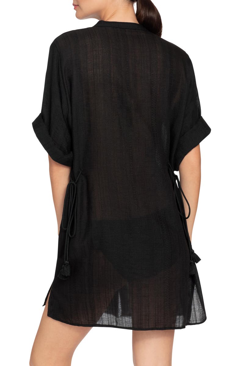Robin Piccone Michelle Mandarin Collar Tunic Cover-Up Dress, Alternate, color, 