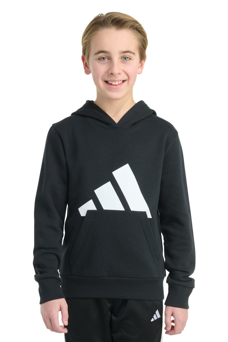 Kids' Big Logo Fleece Hoodie, Main, color, BLACK