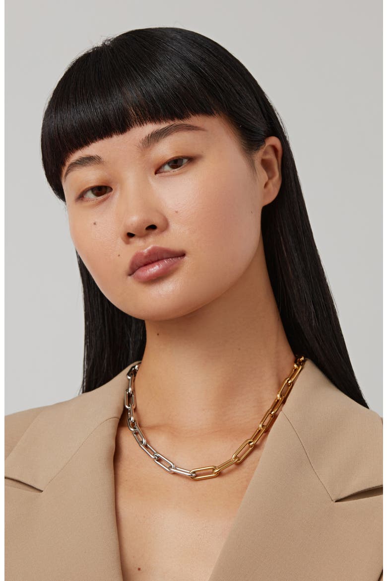 Elli Mixed Metal Paperclip Link Chain Necklace, Alternate, color, TWO-TONE