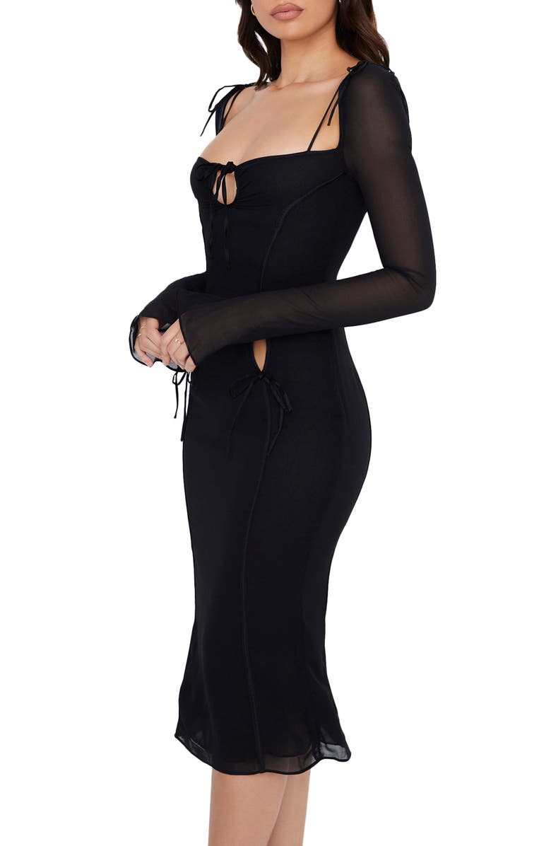 HOUSE OF CB Ophelia Georgette Cutout Midi Dress, Alternate, color,