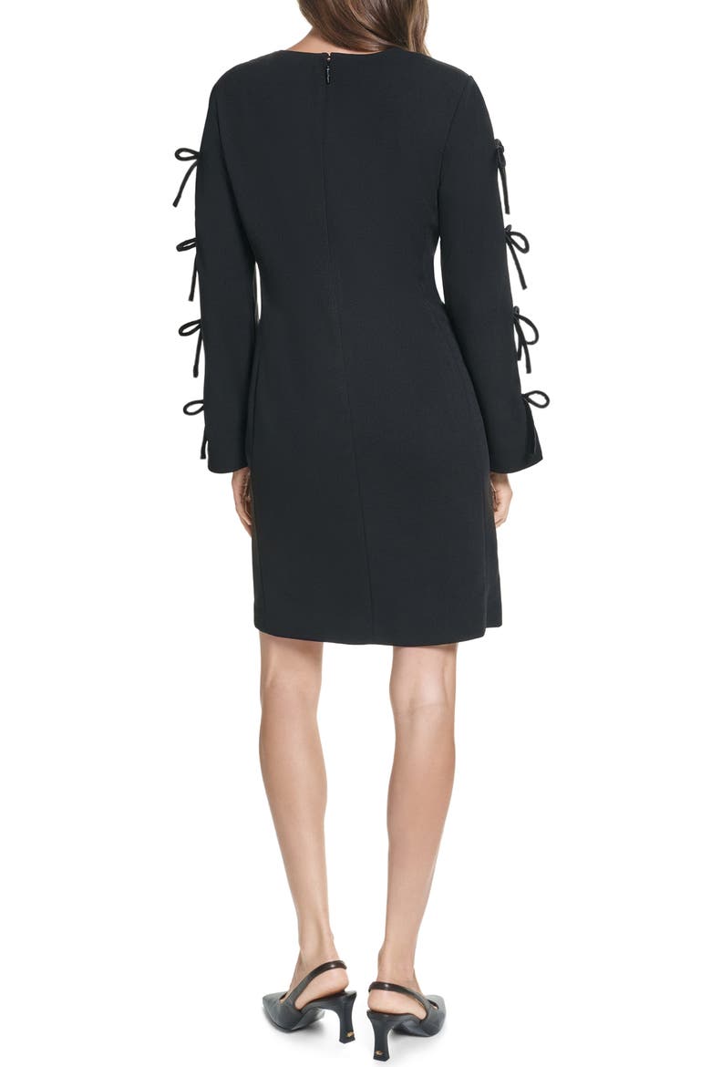 Velvet Bow Scuba Crepe Sheath Dress, Alternate, color, BLACK