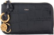 Chloé Small Alphabet Zip Croc Embossed Leather Card Holder