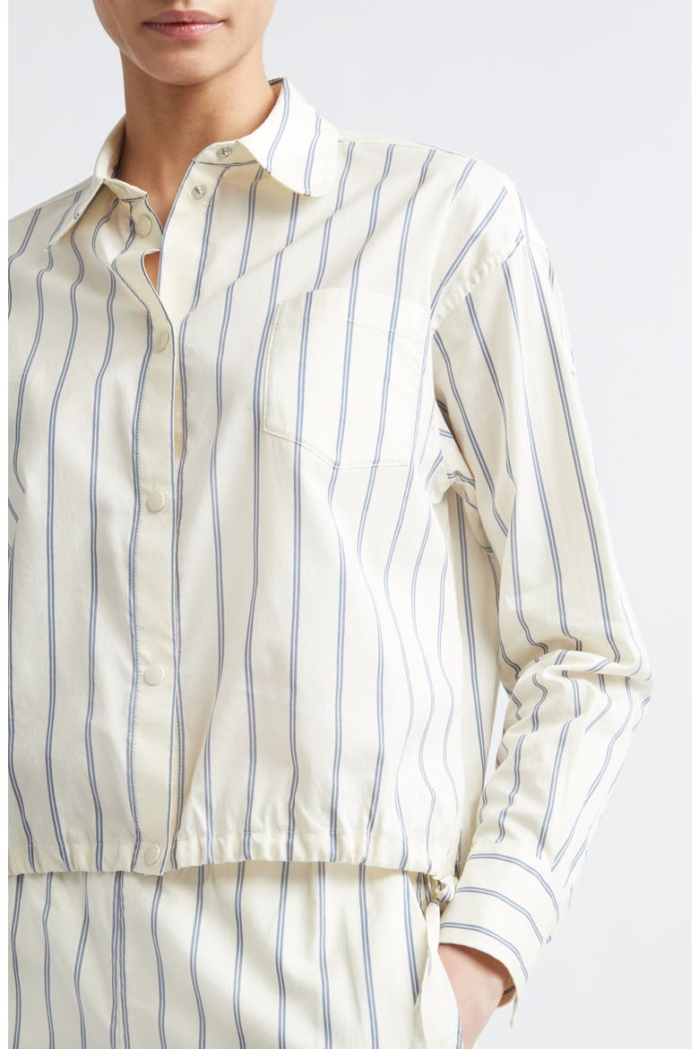 Stripe Cotton & Silk Snap-Up Shirt, Alternate, color, WHITE STRIPE