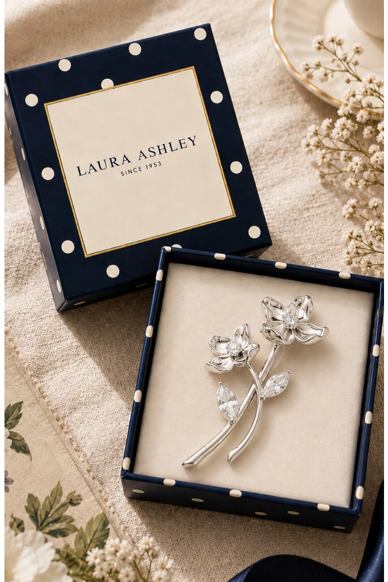2-Piece Flower Brooch Set, Alternate, color, CLEAR/ SILVER
