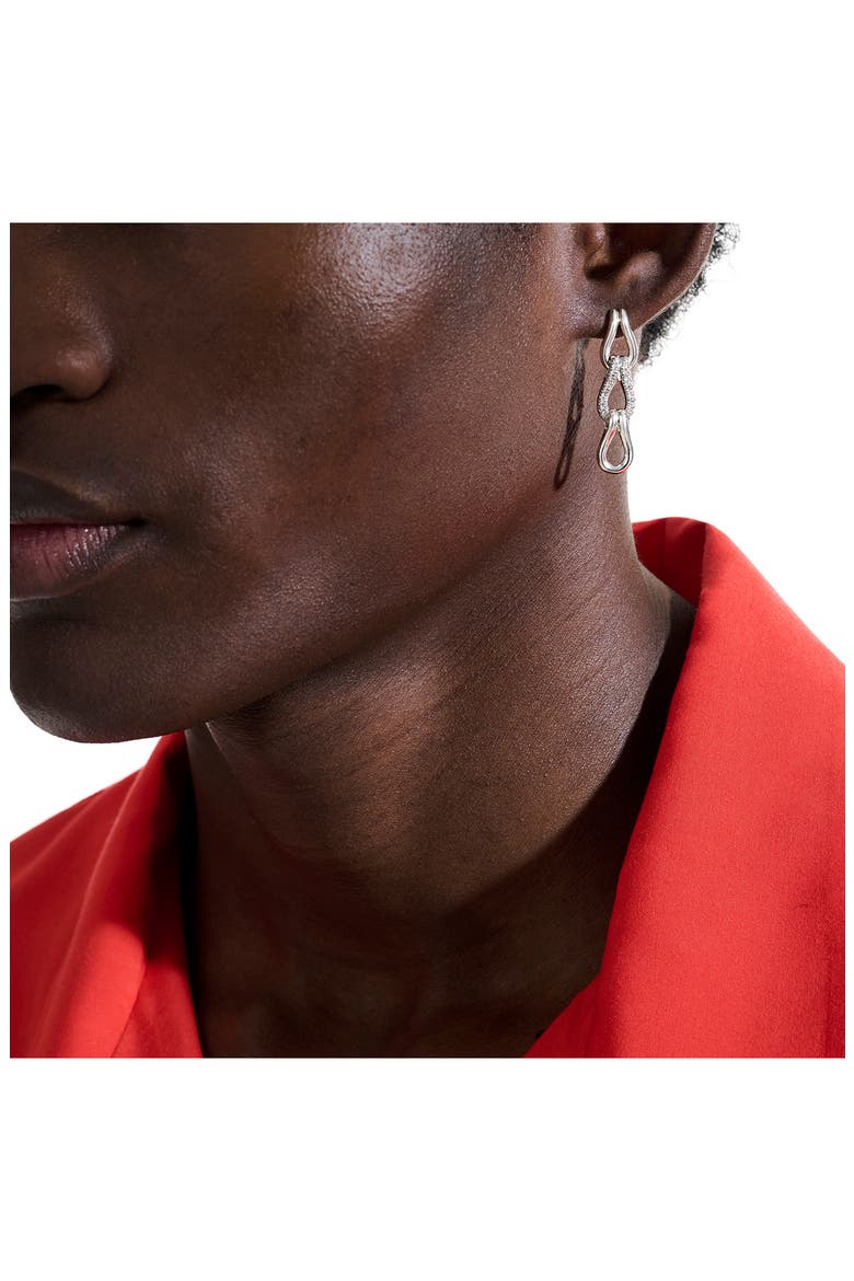 Surf Pavé Diamond Link Drop Earrings, Alternate, color, SILVER
