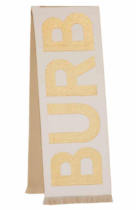 Burberry Metallic Logo Jacquard Wool Blend Football Scarf