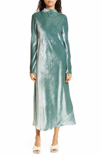 Vince Tie Back Mock Neck Long Sleeve Velvet Maxi Dress