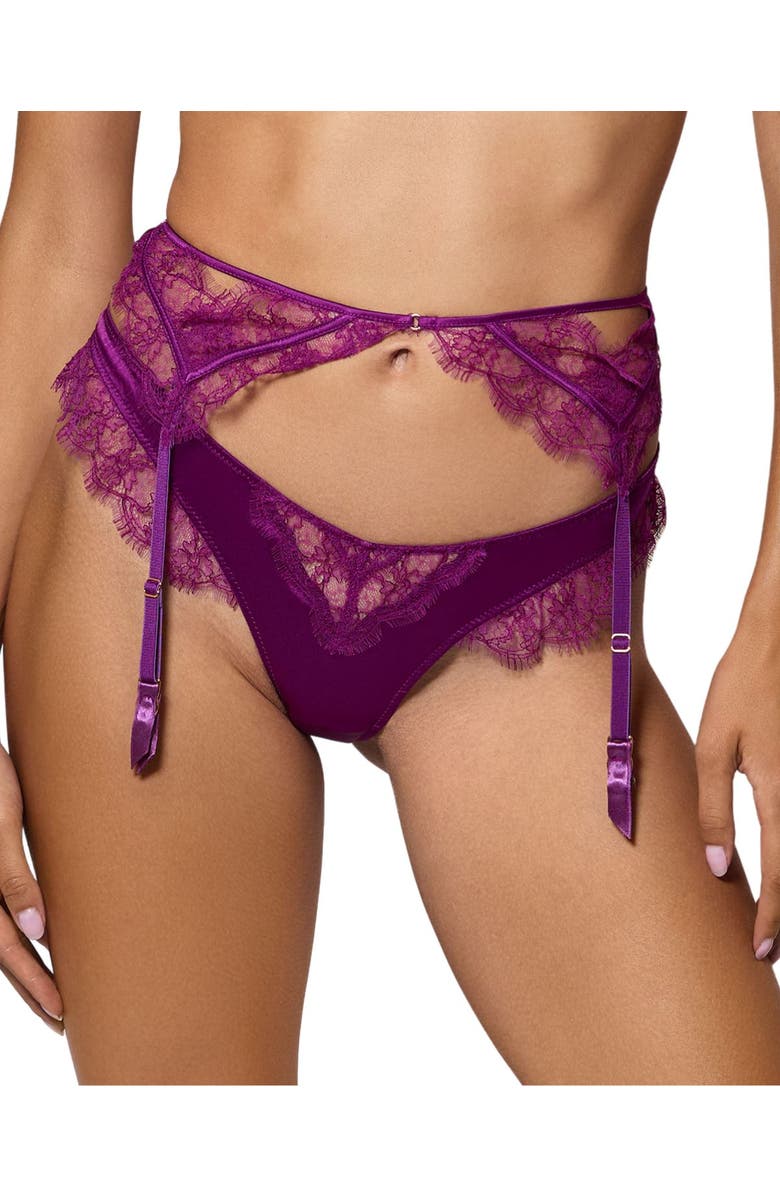 Kiki de Montparnasse Lace Inset Thong, Main, color, Framboise