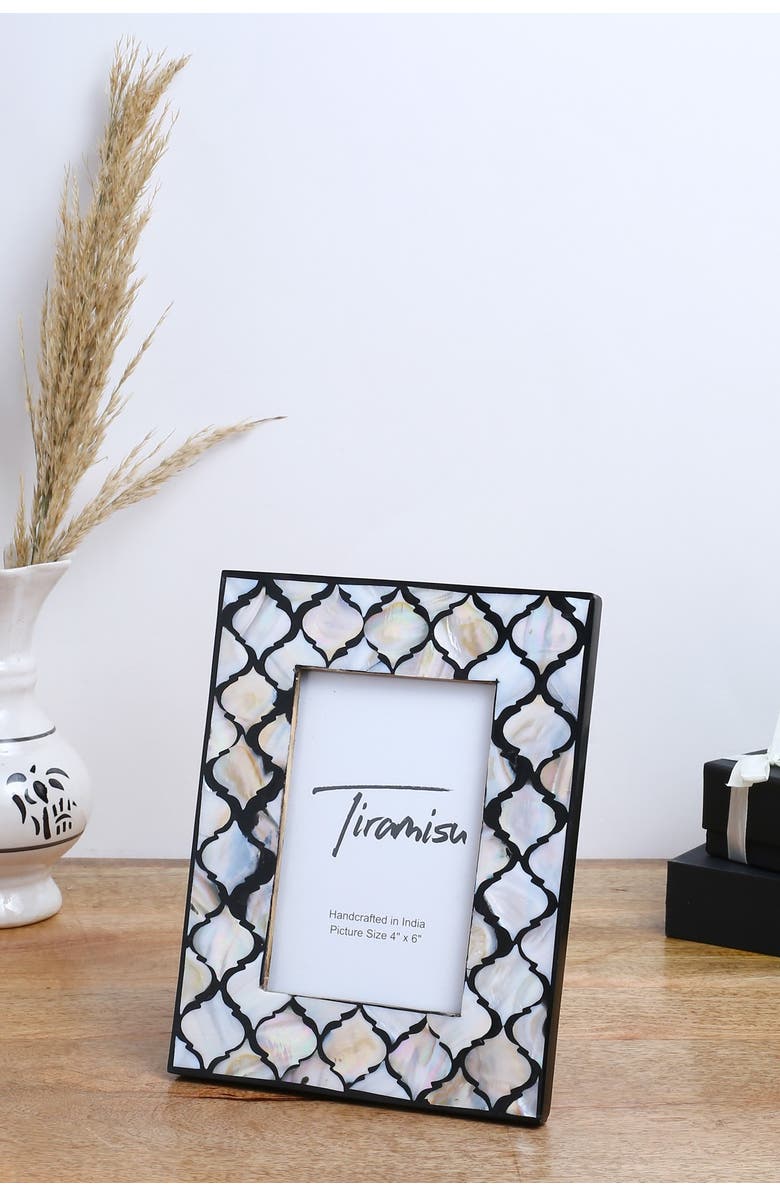 Tiramisu Mother-of-Pearl Picture Frame - Geometric Pattern, Alternate, color, Ivory