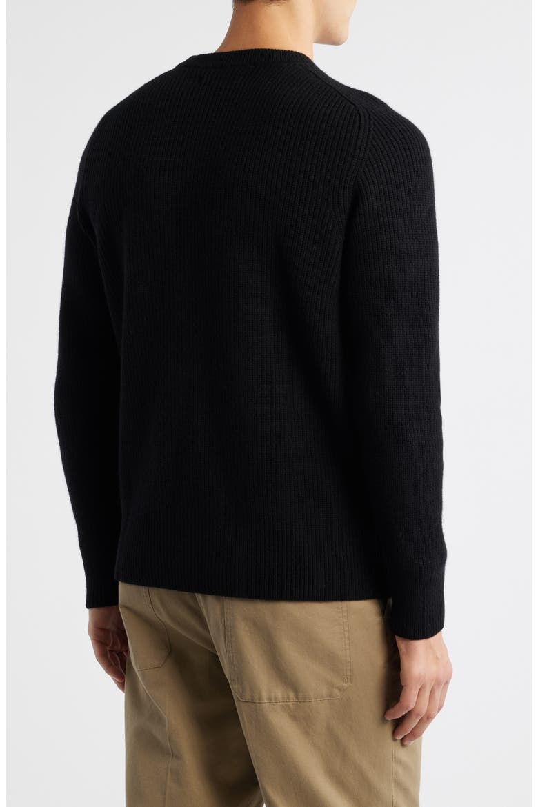 Wool & Cashmere Rib Crewneck Sweater, Alternate, color, DEEP BLACK