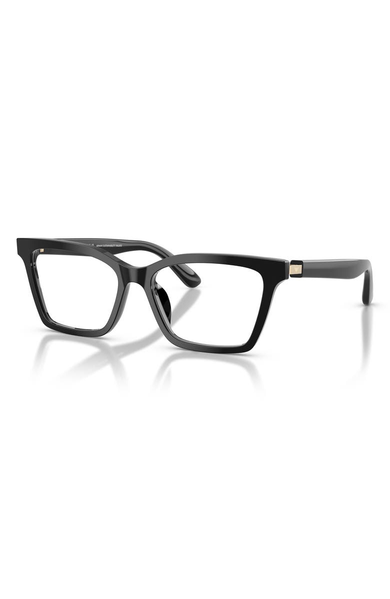 Emporio Armani 54mm Butterfly Optical Glasses, Alternate, color, Shiny Black / Demo Lens