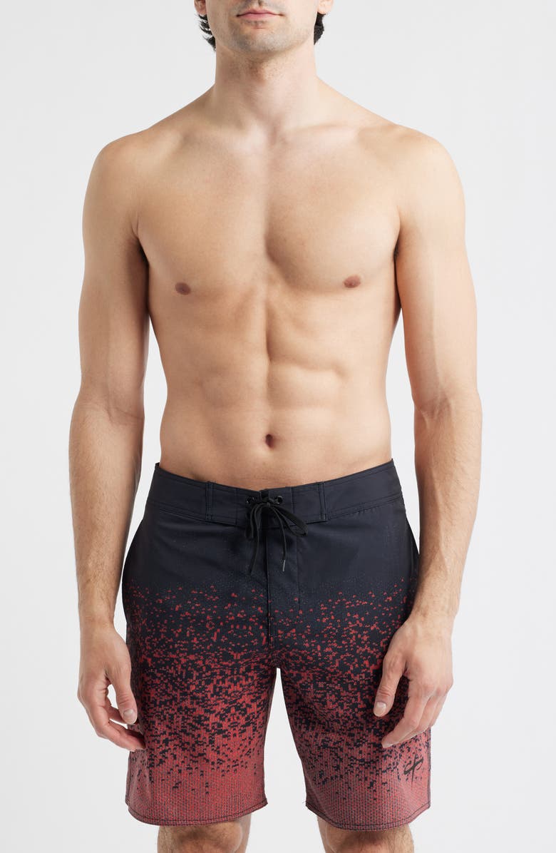 SANTO STUDIO Cole Houshmand Pro Board Shorts, Main, color, Black/Red/White