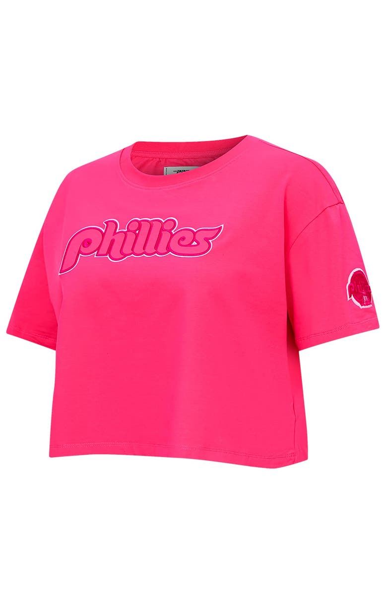 PRO STANDARD Women's Pro Standard Pink Philadelphia Phillies Triple Pink Boxy Cropped T-Shirt, Alternate, color, 