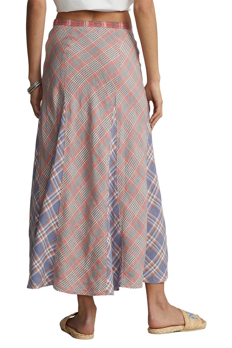 Plaid Linen Maxi Skirt, Alternate, color, RED MULTI PLAID PATCHWORK