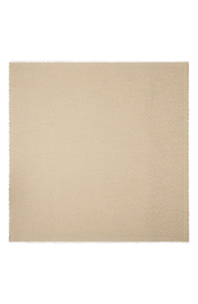 Burberry B Charm Jacquard Wool Fringe Square, Main, color, Sand