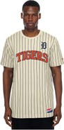 New Era Men's New Era Cream Detroit Tigers Throwback Meshback Pinstripe T-Shirt