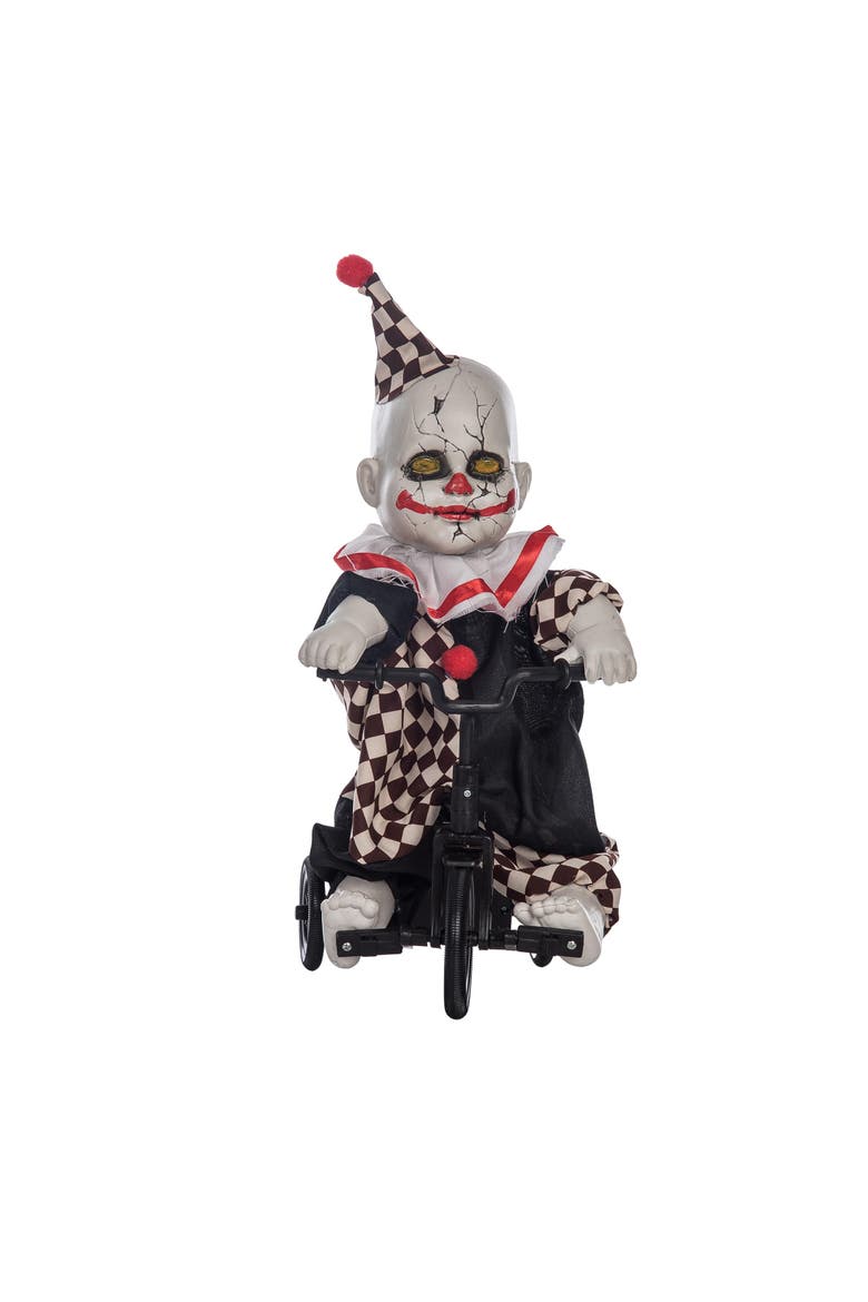 Scary Clown On Bike Movable Figurine, Alternate, color, Black