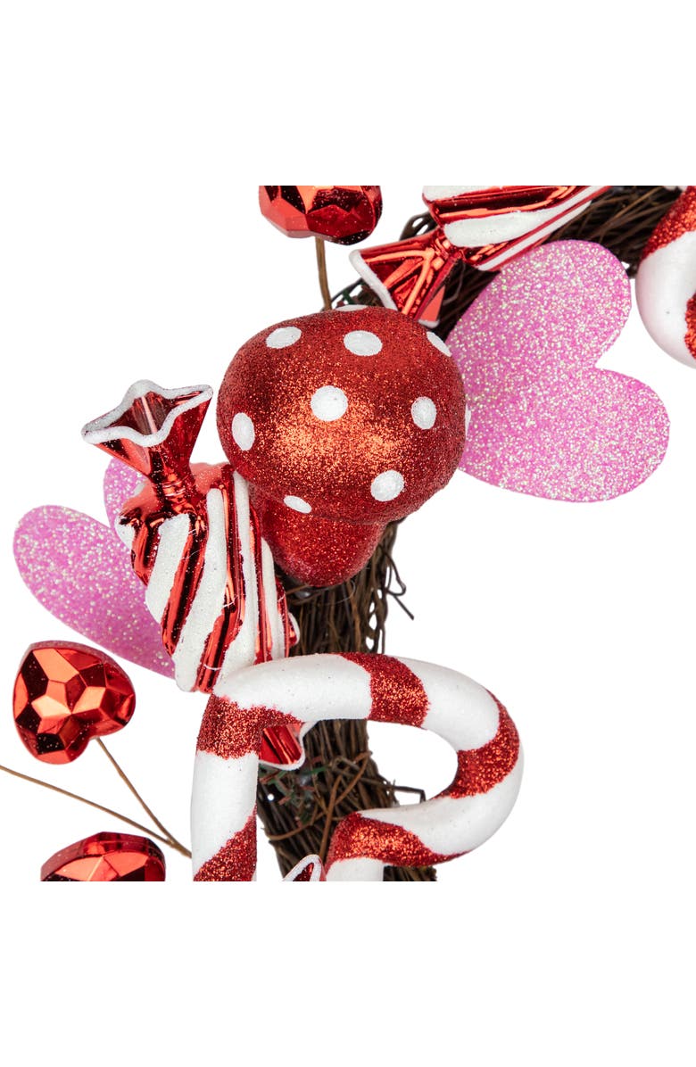 Northlight Candies and Hearts Valentine's Day Wreath - 16" - Red and White, Alternate, color, Red