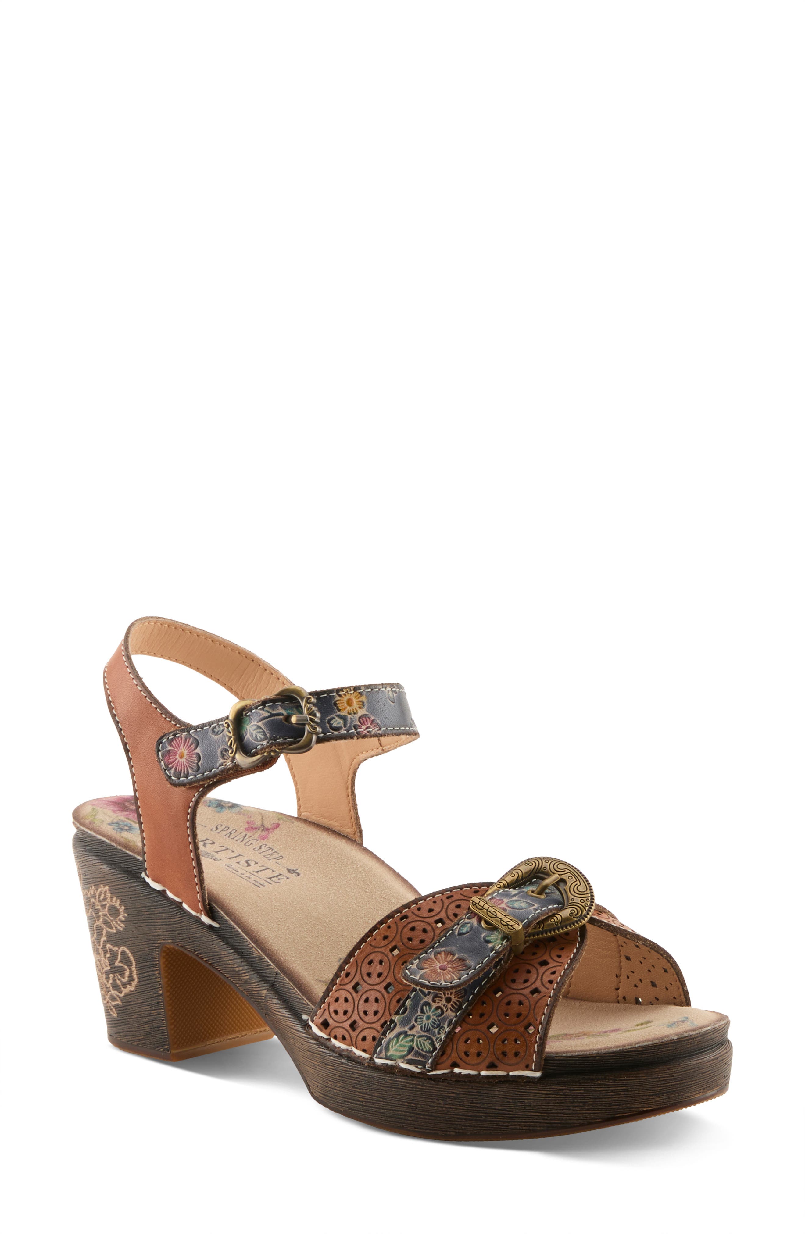 L'Artiste by Spring Step Upperbuck Ankle Strap Platform Sandal, Main, color, Camel Multi