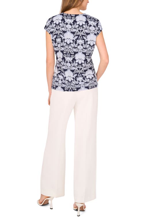 Halogen ® Print V-neck Dolman Sleeve Knit Shirt In Classic Navy Paisley