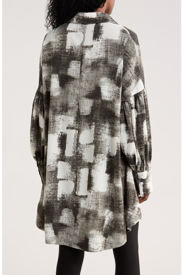 Oversize High-Low Button-Up Shirt, Alternate, color, GREY