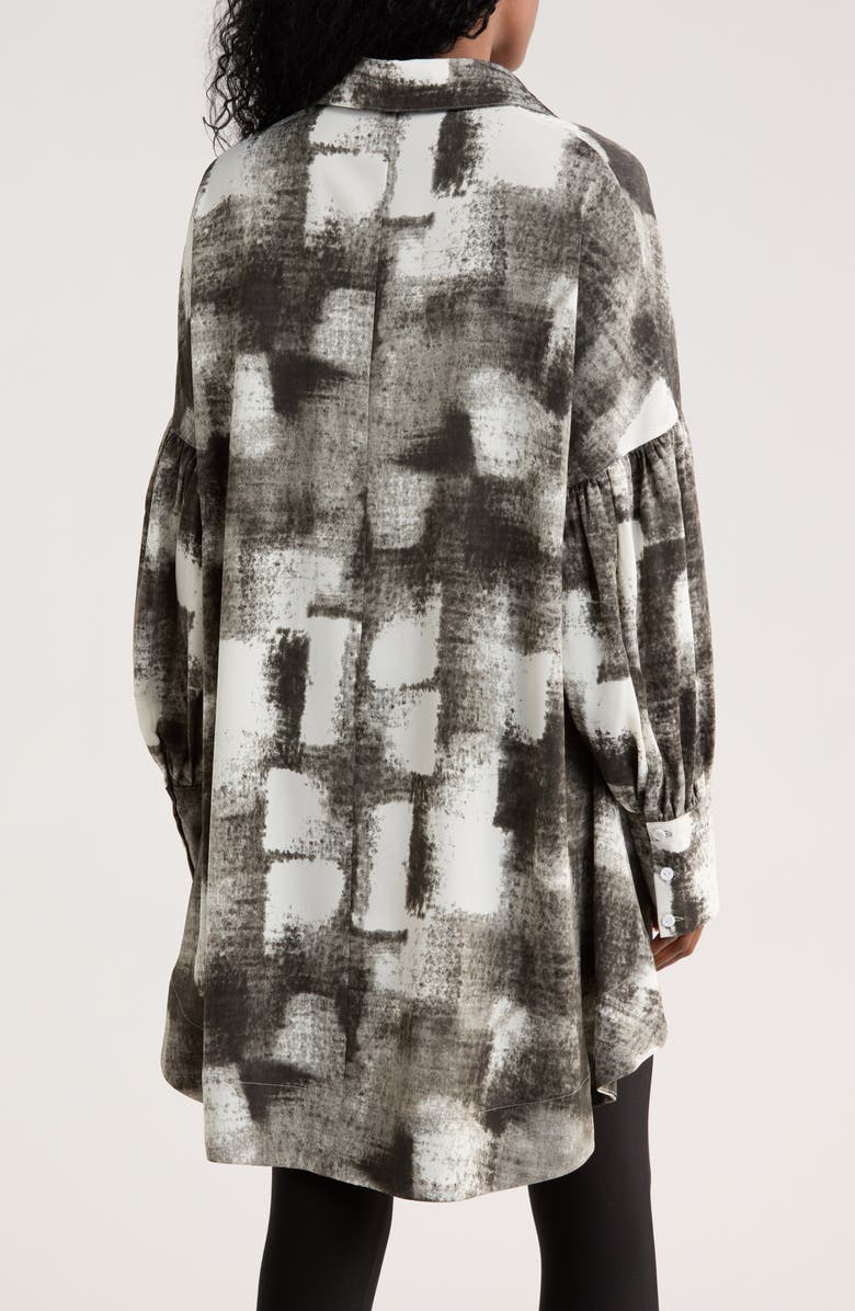 PATRIZIA LUCA Oversize High-Low Button-Up Shirt, Alternate, color, Grey