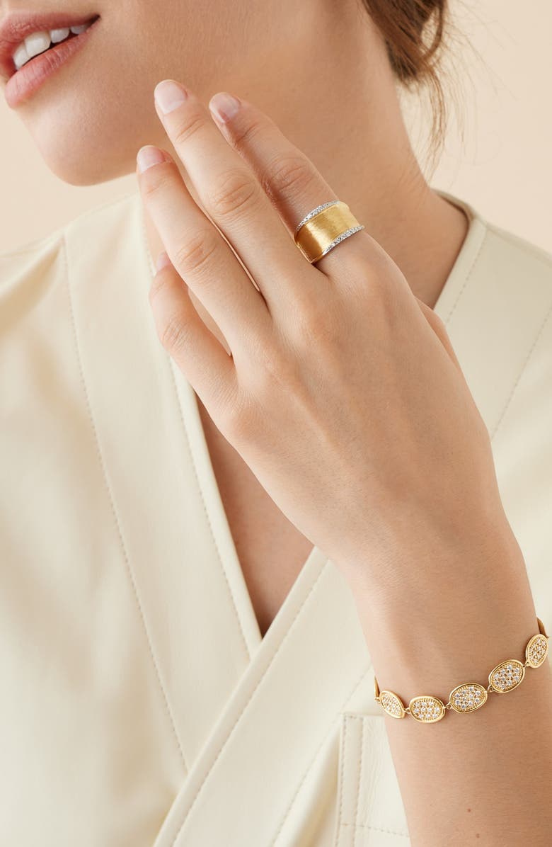 Marco Bicego Medium Lunaria 18K Yellow Gold & Diamond Ring, Alternate, color, 18K Yellow Gold