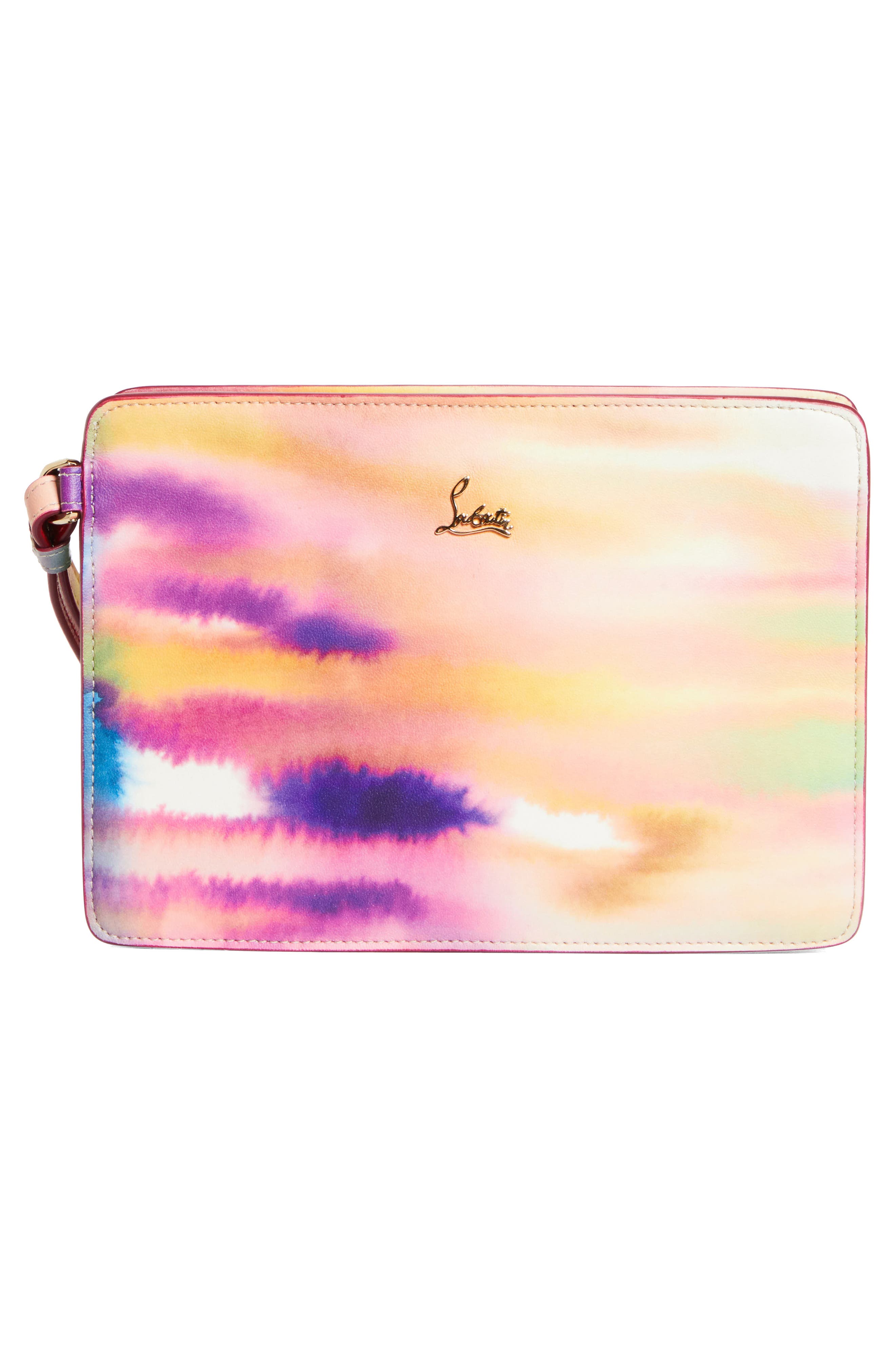 Christian Louboutin Small Bettina Tie Dye Napa Leather Wristlet, Alternate, color, M023 Multi/ Gold