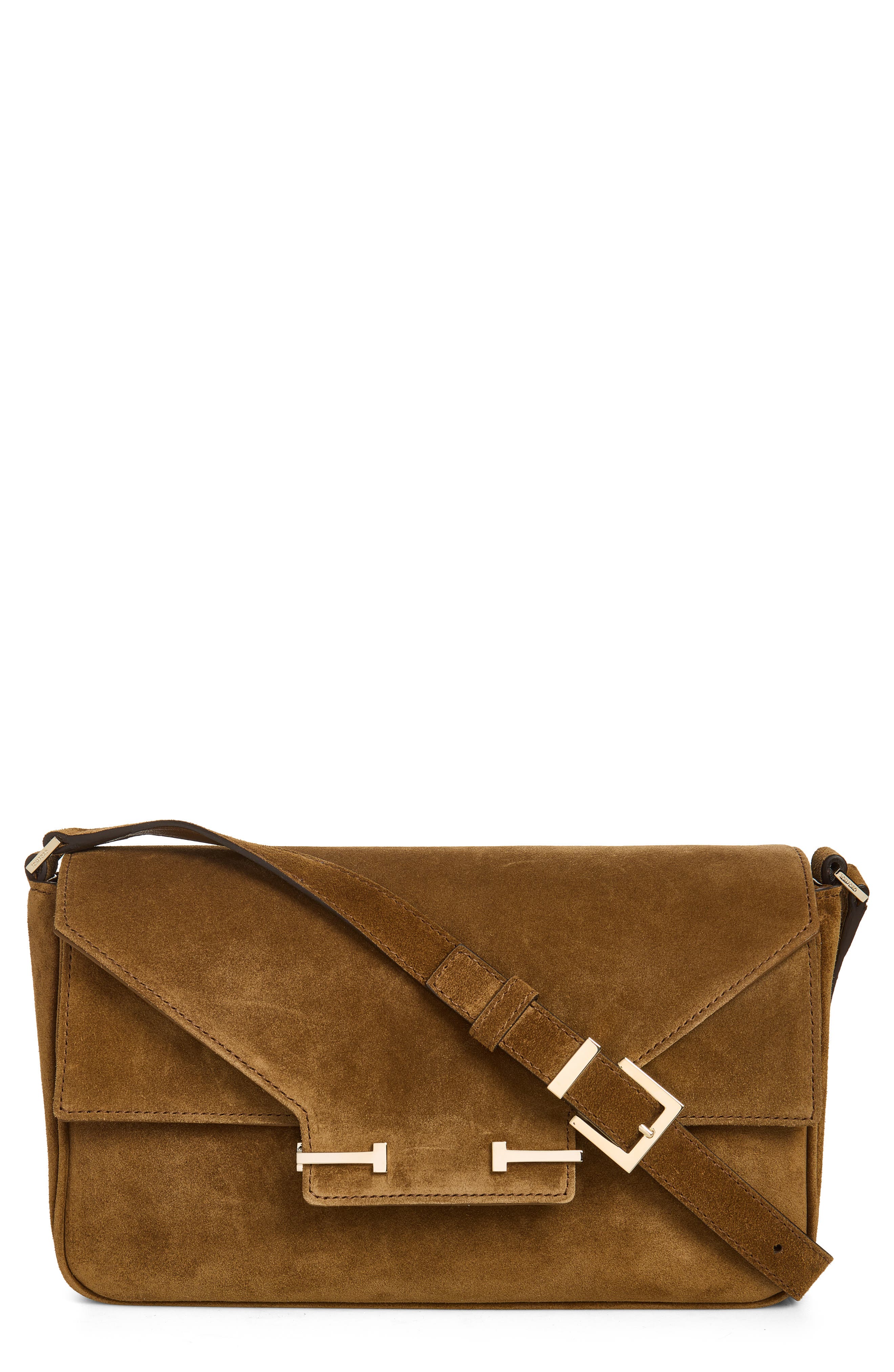 TOM FORD Small Suede Shoulder Bag, Main, color, Whisky