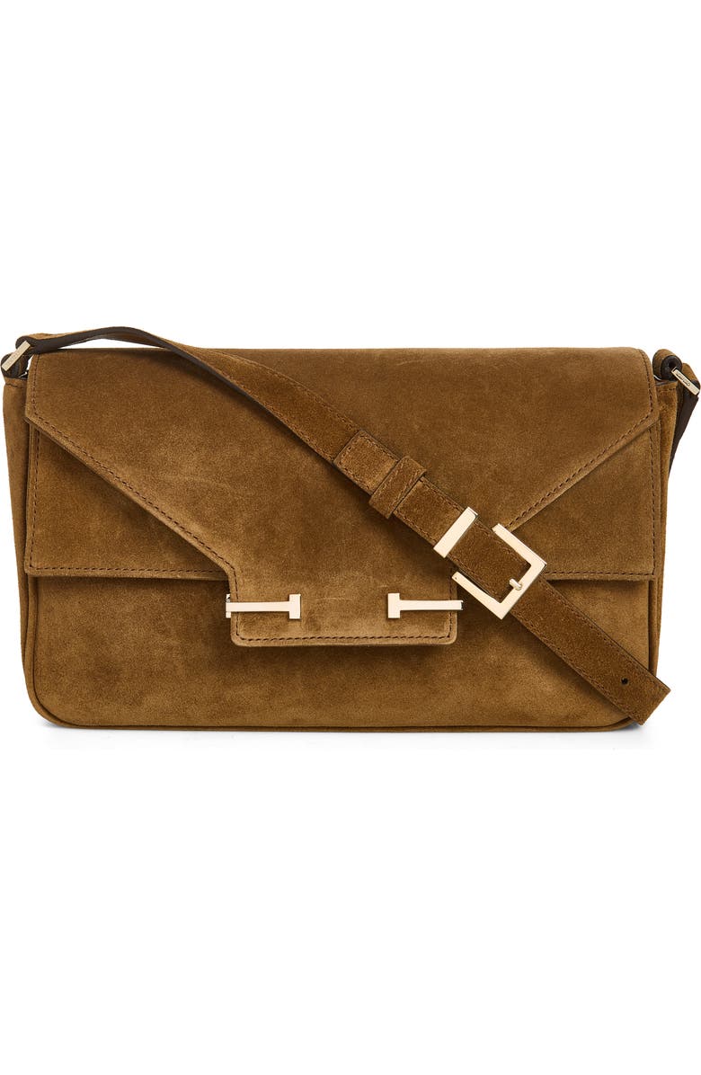 TOM FORD Small Suede Shoulder Bag, Main, color, Whisky