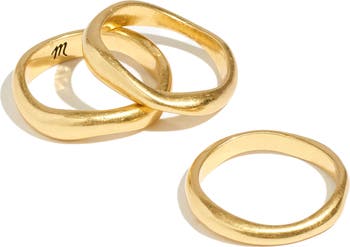 Madewell Set of 3 Oval Stacking Rings in Vintage Gold at Nordstrom Size 5