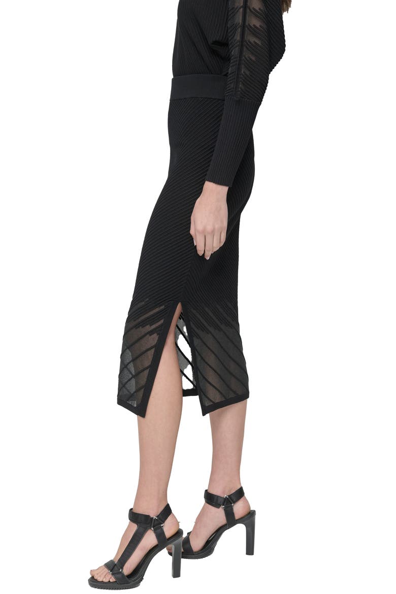 Illusion Rib Sweater Skirt, Alternate, color, BLACK