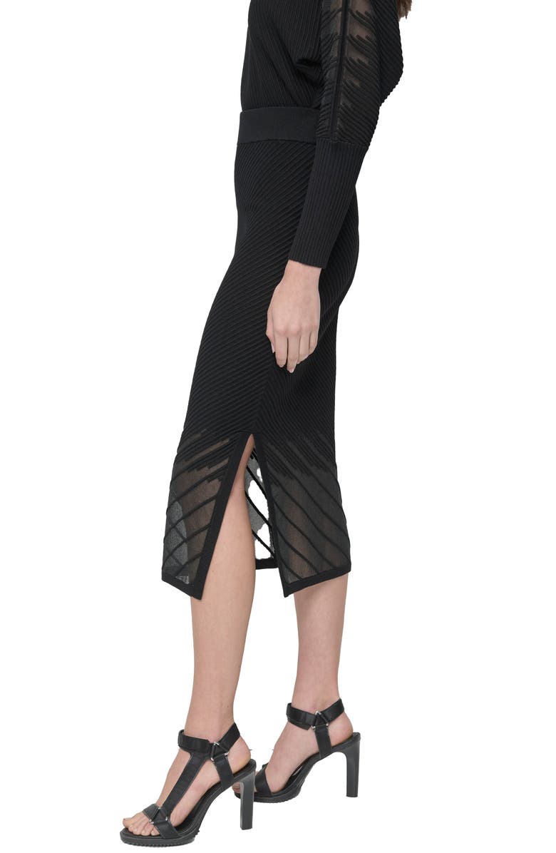 DKNY Illusion Rib Sweater Skirt, Alternate, color, Black