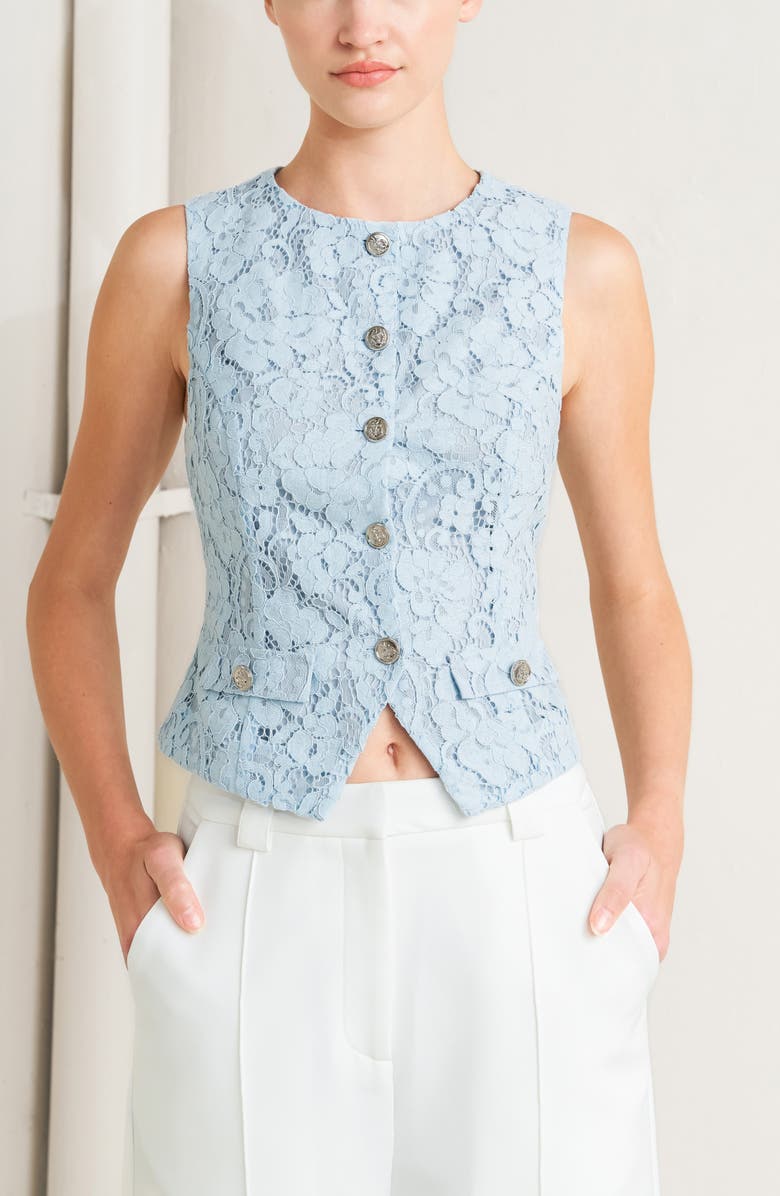 FREEMARKET Lace Vest, Alternate, color, Light Blue