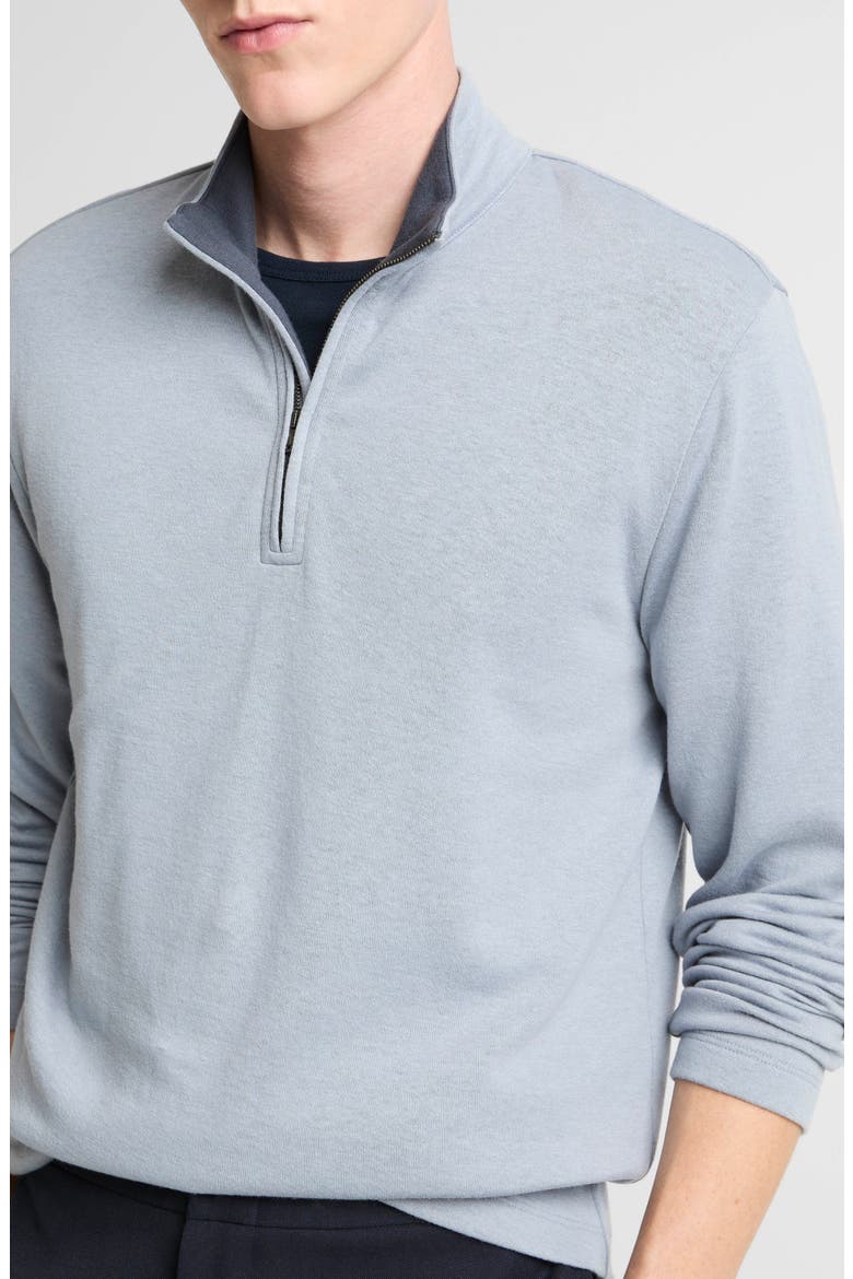 Double Face Cotton Blend Quarter Zip Pullover, Alternate, color, STEEL BLUE/ STUDIO