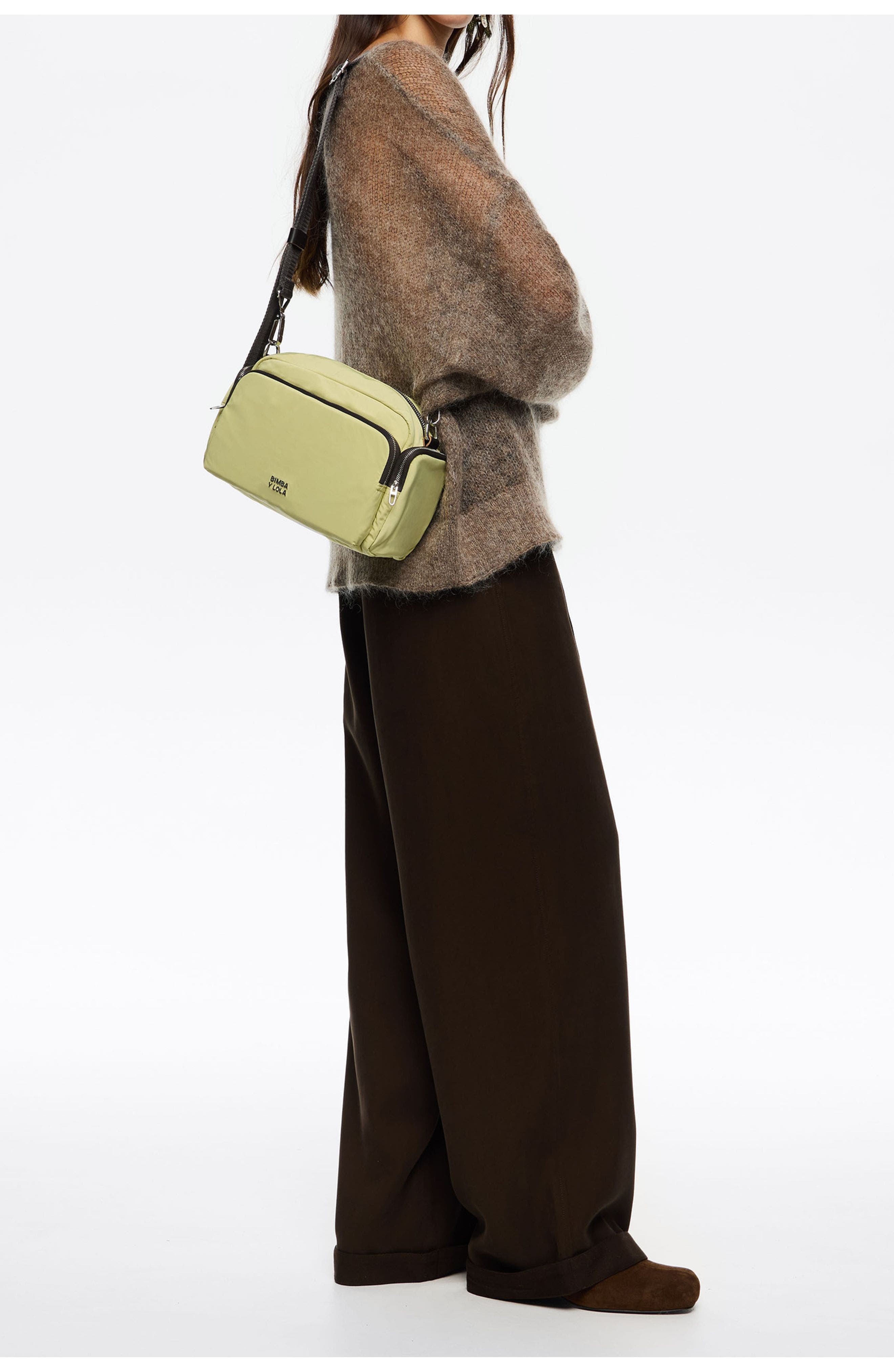 Bimba y Lola Medium Nylon Pocket Crossbody Bag, Alternate, color, Pale Lime
