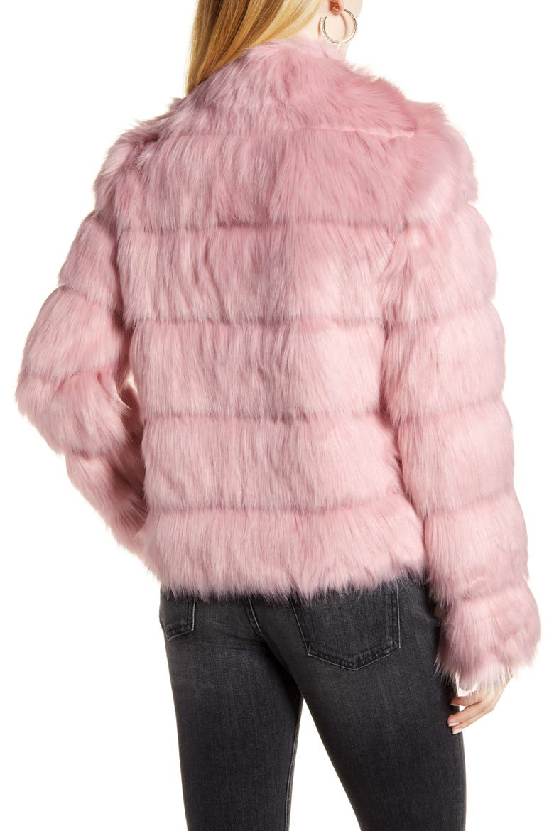 Faux Fur Tiered Coat, Alternate, color, PINK CRYSTAL