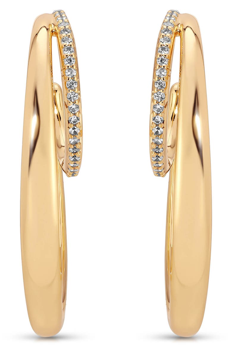 Concentric Rings Pavé Hoop Earrings, Alternate, color, GOLD