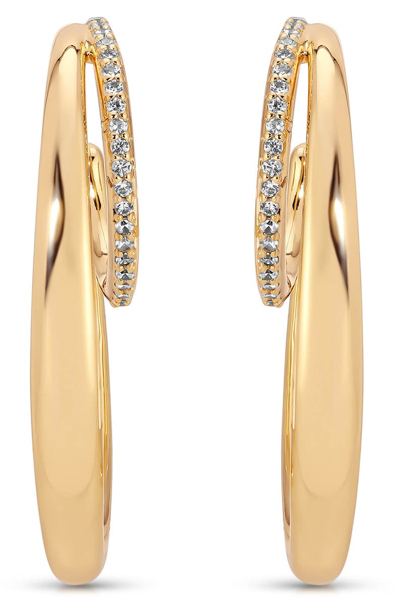 Ettika Concentric Rings Pavé Hoop Earrings, Alternate, color, Gold