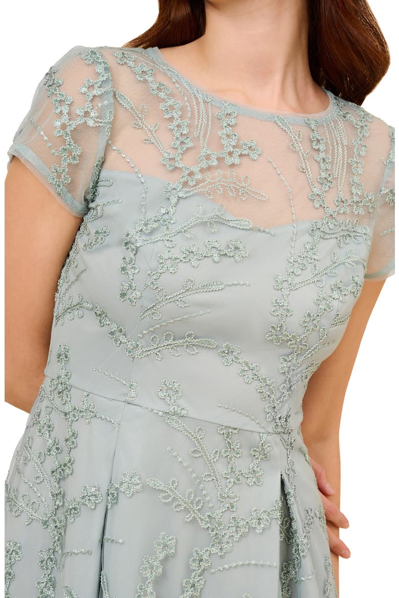 Sequin Embroidered Fit & Flare Dress, Alternate, color, ICY SAGE