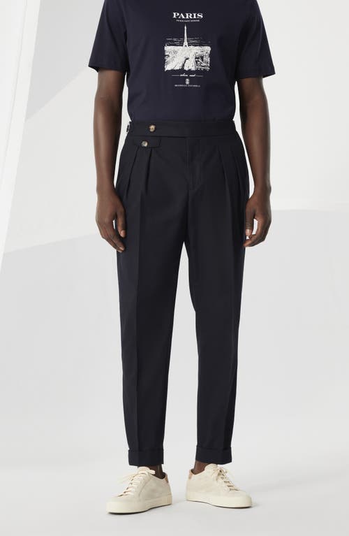 Brunello Cucinelli Cotton Twill Trousers In Navy Blue