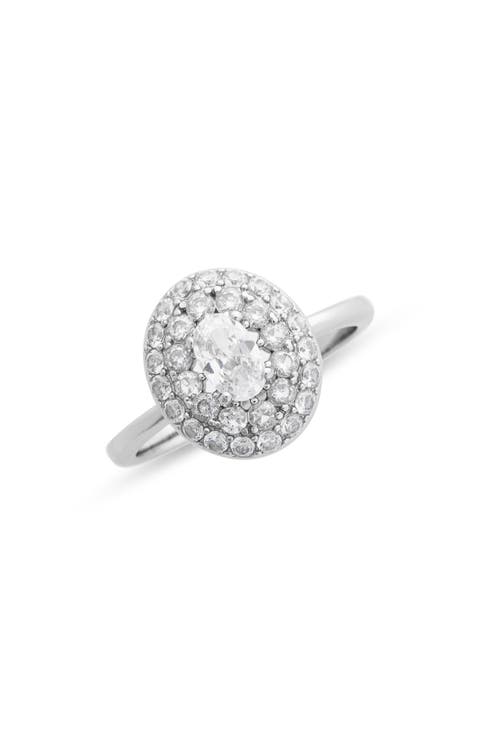 CZ Oval Pavé Engagement Ring