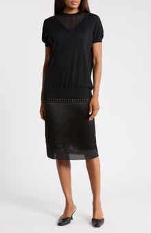 Mixed Media Studded Knit Dress